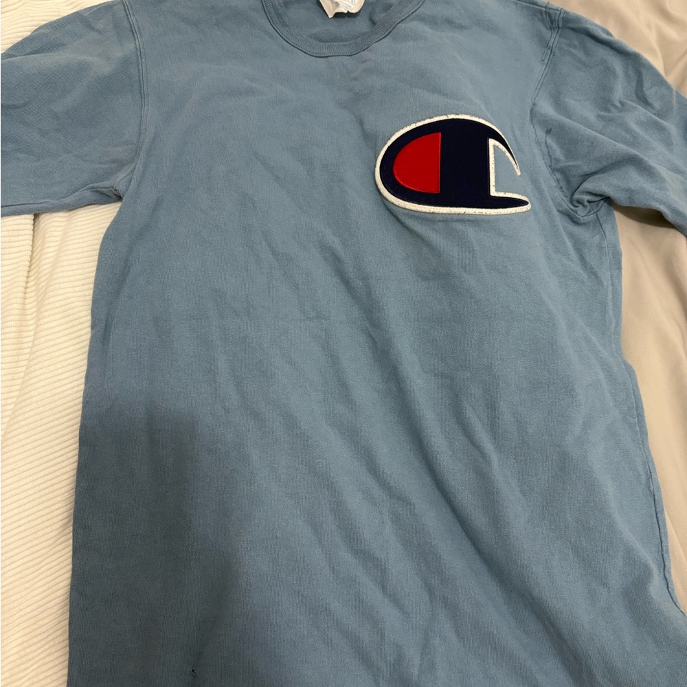 Champion Men's Blue Short Sleeve Tee with Logo